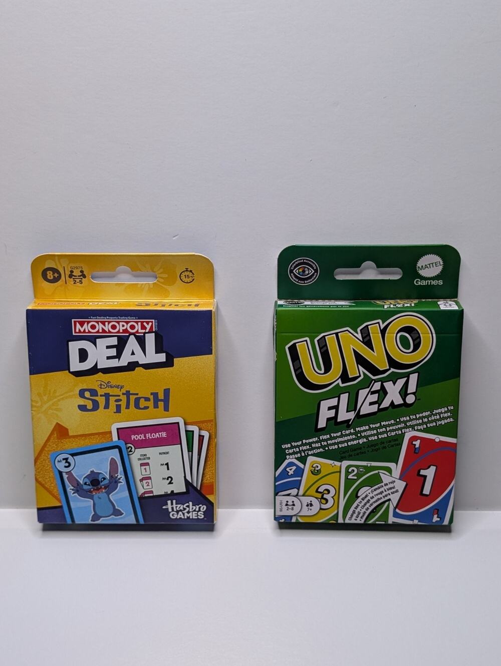 UNO Flex & Monopoly Deal Disney Stitch Card Game Lot Mattel Hasbro Bundle